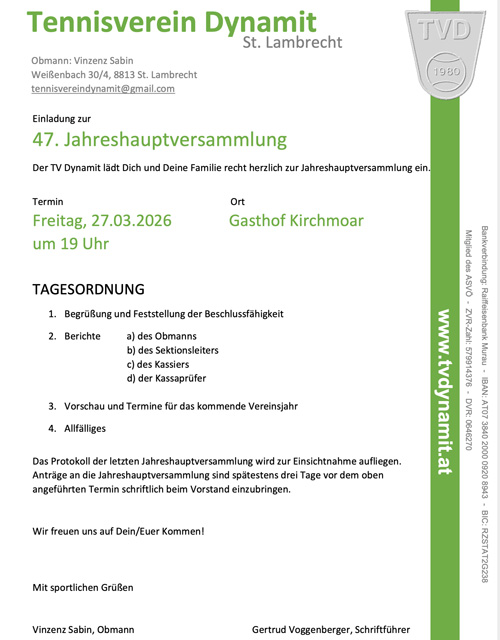 Einladung JHV